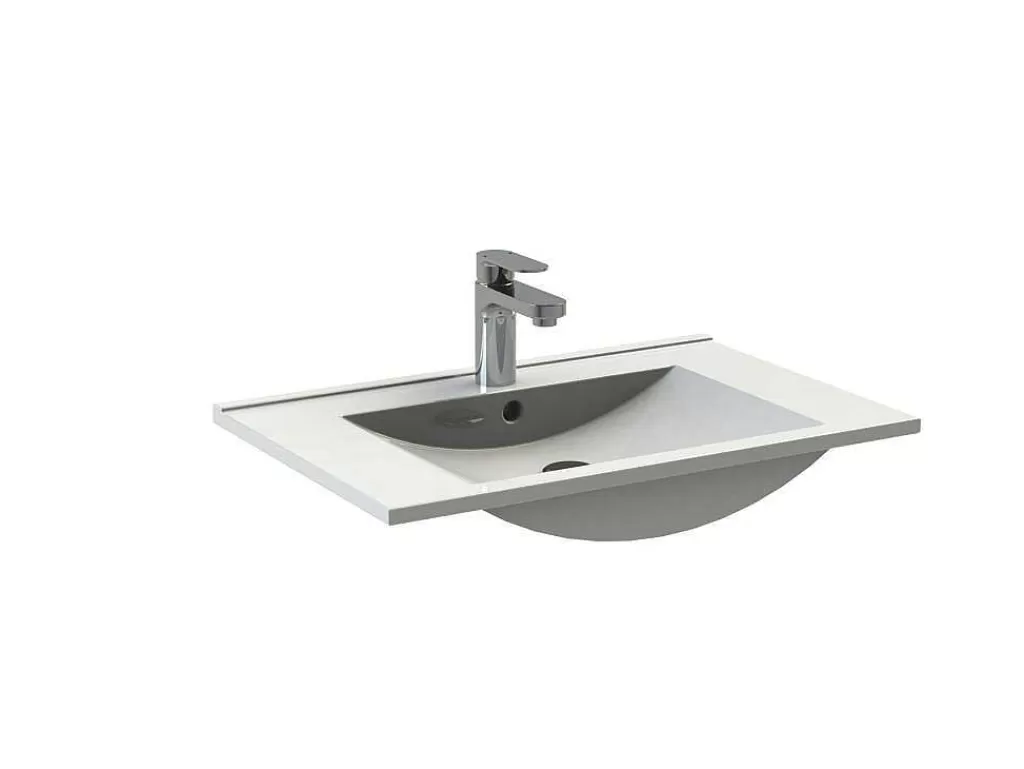 Lavatório*Shower & Design Lavatório Para Encastrar Em Ceramica Retangular Branca, De Pouca Profundidade - L62 X A18 - Vigou