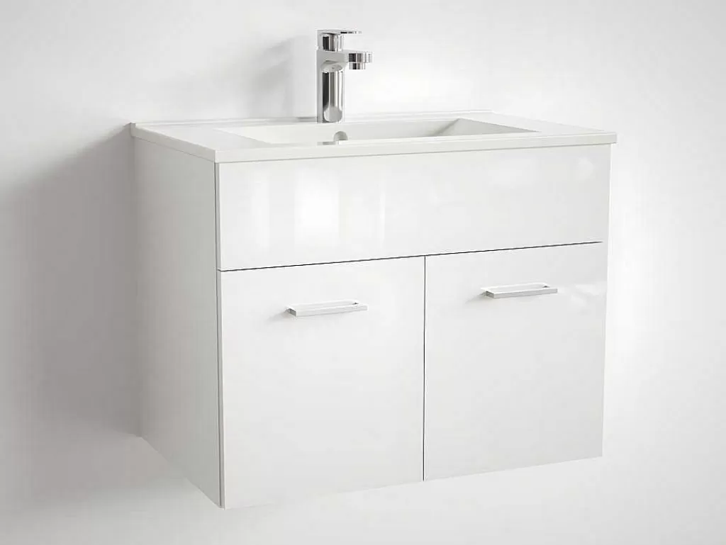 Lavatório*Shower & Design Lavatório Para Encastrar Em Ceramica Retangular Branca, De Pouca Profundidade - L62 X A18 - Vigou