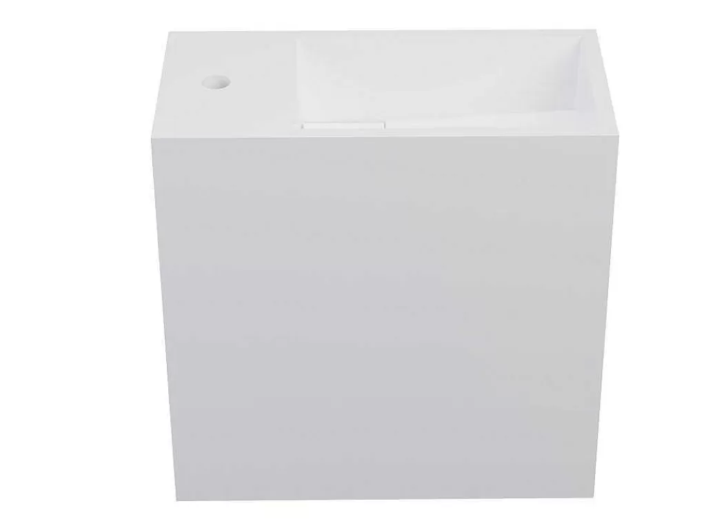 Móvel De Parede Para Casa De Banho*Shower & Design Lavatório Suspenso Branco Solid Surface Com Nicho, Torneira A Esquerda 40 Cm - Pumori