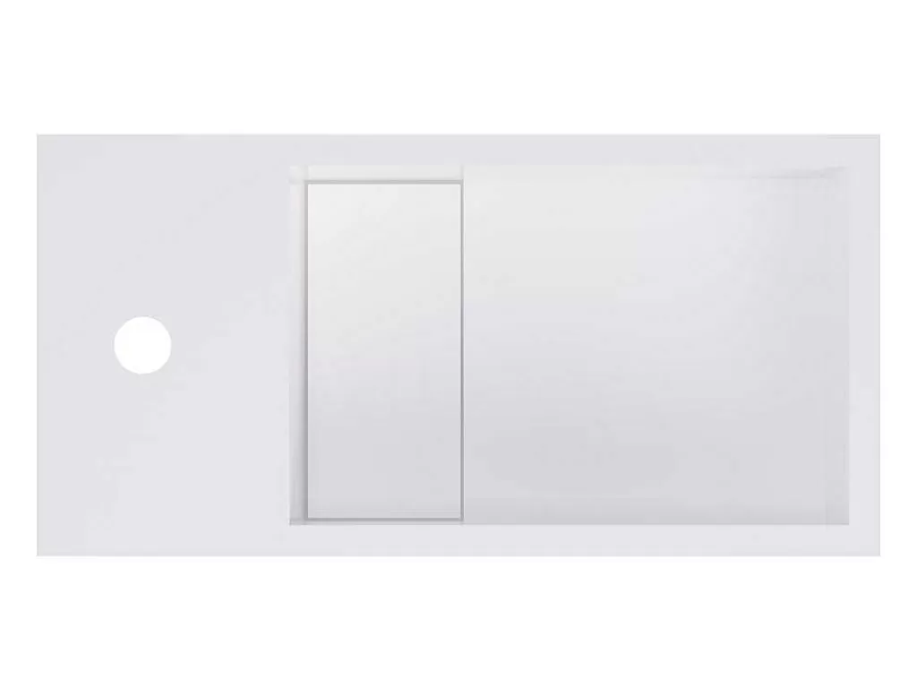 Móvel De Parede Para Casa De Banho*Shower & Design Lavatório Suspenso Branco Solid Surface Com Nicho, Torneira A Esquerda 40 Cm - Pumori