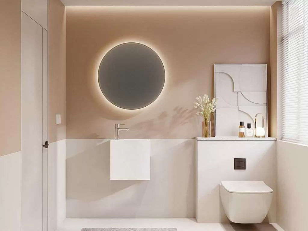 Móvel De Parede Para Casa De Banho*Shower & Design Lavatório Suspenso Branco Solid Surface Com Nicho, Torneira A Esquerda 40 Cm - Pumori