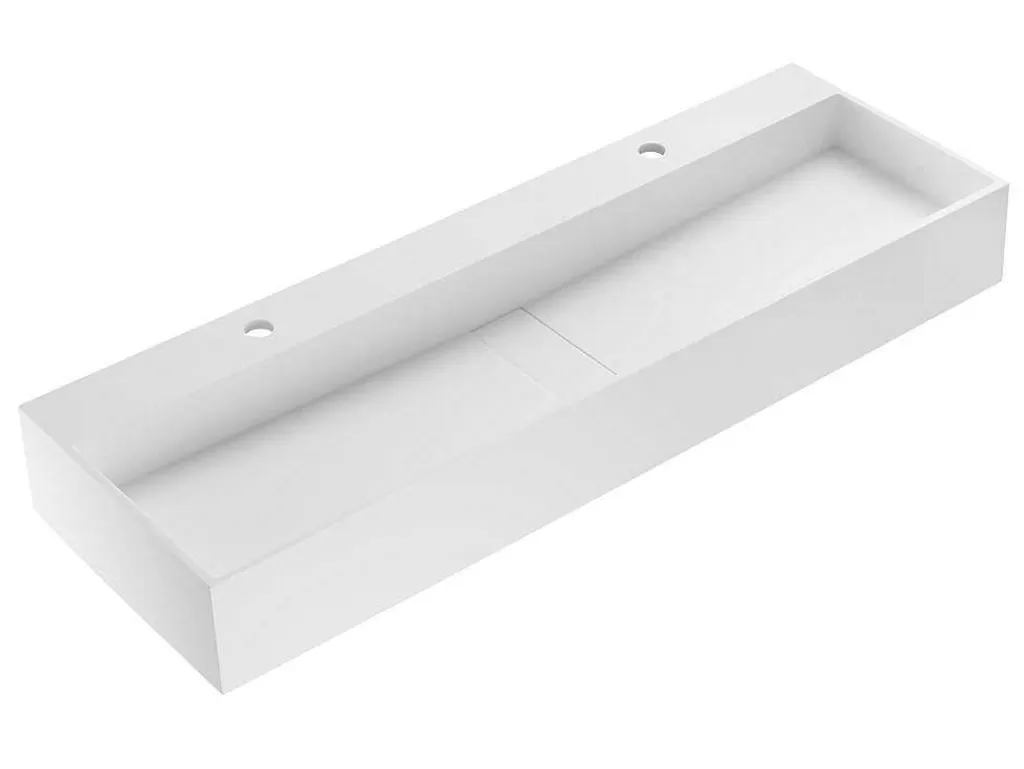 Móvel De Parede Para Casa De Banho*Shower & Design Lavatório Suspenso Em Solid Surface Cor Branco De C120 X L40 X A15 Cm - Yamdrok