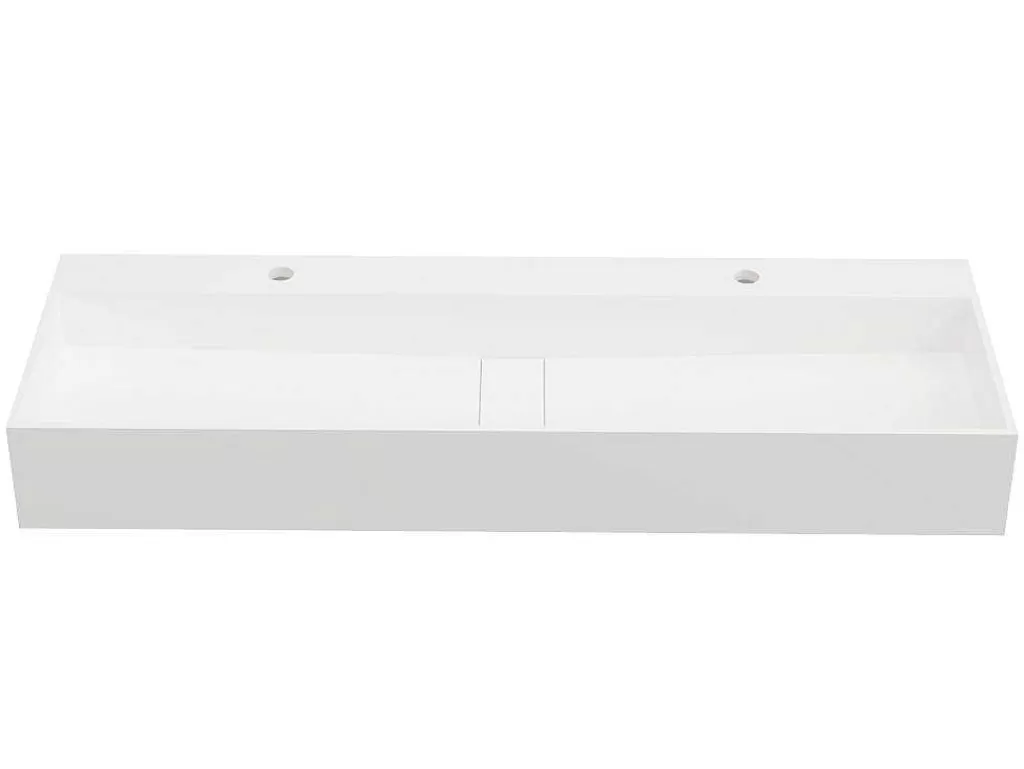 Móvel De Parede Para Casa De Banho*Shower & Design Lavatório Suspenso Em Solid Surface Cor Branco De C120 X L40 X A15 Cm - Yamdrok