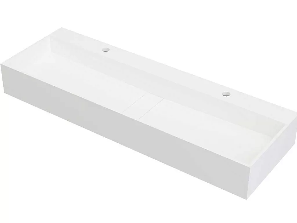 Móvel De Parede Para Casa De Banho*Shower & Design Lavatório Suspenso Em Solid Surface Cor Branco De C120 X L40 X A15 Cm - Yamdrok