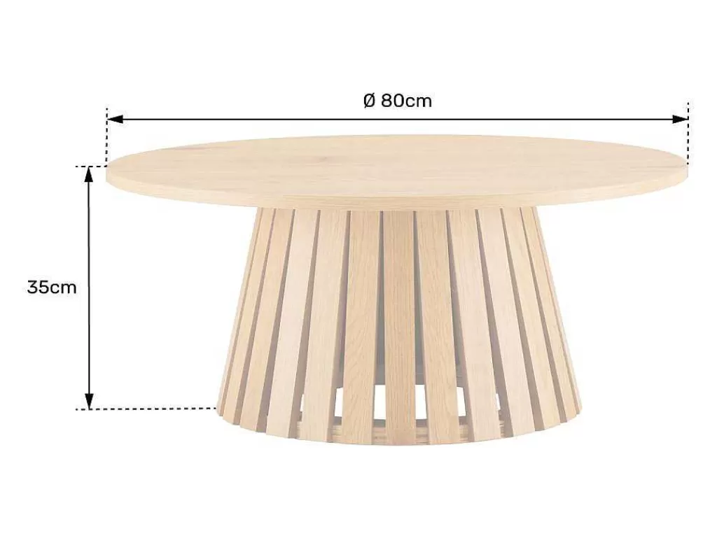Mesa De Centro*Happy Garden Liv Mesa De Centro Redonda 80Cm De Estilo Escandinavo Preta