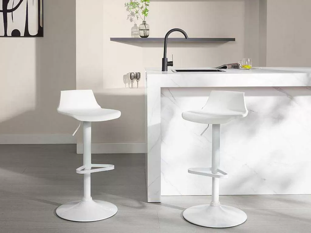 Bancos De Bar*Vente-unique Lote De 2 Bancos Altos Calas - Polipropileno - Cor Branco