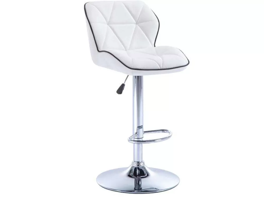Bancos De Bar*Vente-unique Lote De 2 Bancos Altos Calvin - Pele Sintética - Altura Ajustavel - Branco