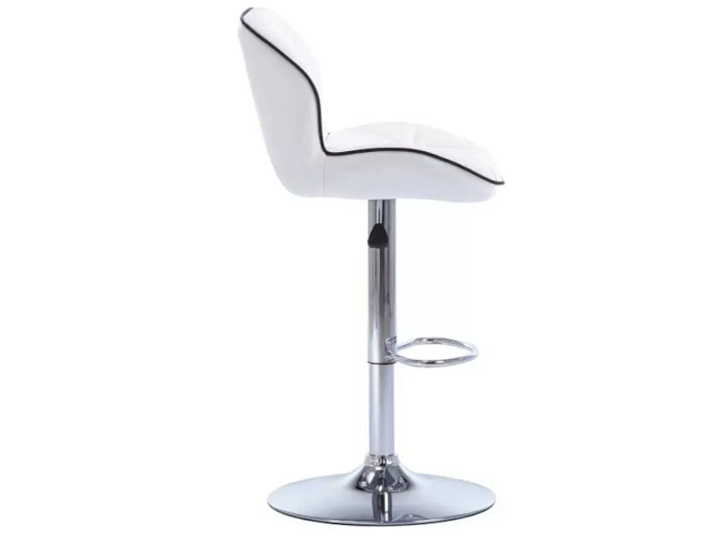 Bancos De Bar*Vente-unique Lote De 2 Bancos Altos Calvin - Pele Sintética - Altura Ajustavel - Branco
