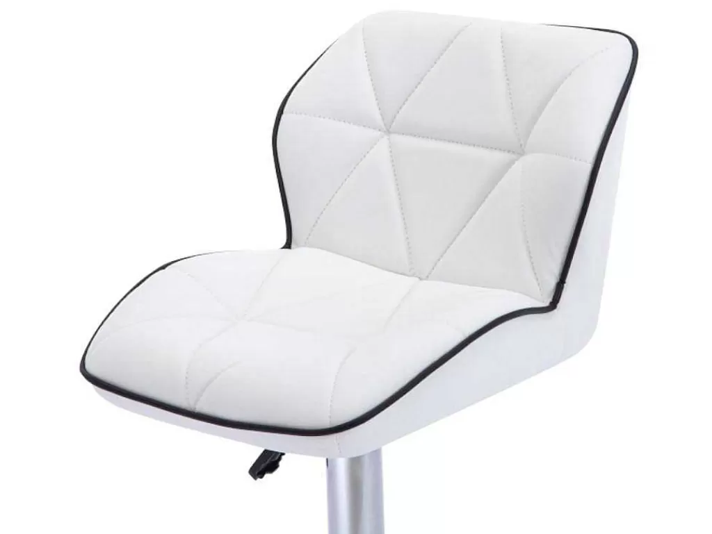 Bancos De Bar*Vente-unique Lote De 2 Bancos Altos Calvin - Pele Sintética - Altura Ajustavel - Branco