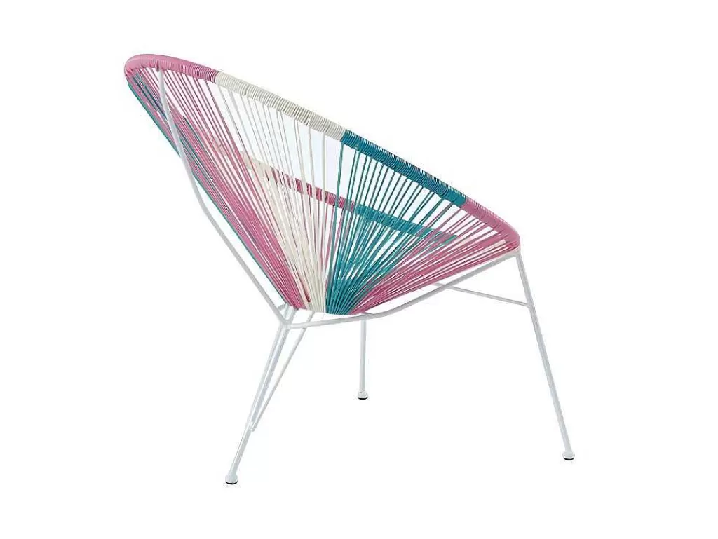 Conjunto Relax De Jardim*MYLIA Lote De 2 Cadeiras De Jardim Em Fios De Resina Entrelacada - Rosa, Azul, Branco - Alios Ii De