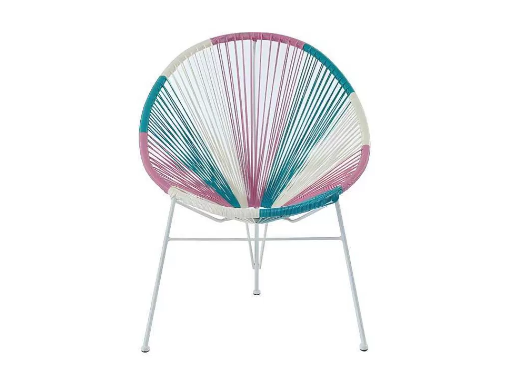 Conjunto Relax De Jardim*MYLIA Lote De 2 Cadeiras De Jardim Em Fios De Resina Entrelacada - Rosa, Azul, Branco - Alios Ii De