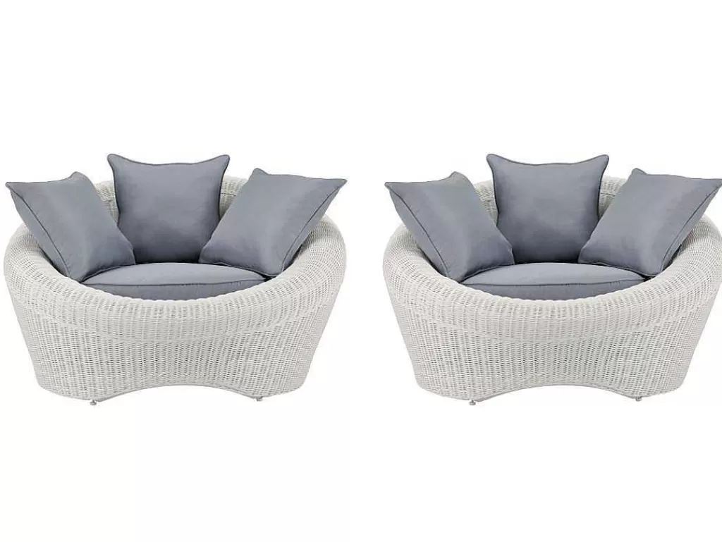 Conjunto Relax De Jardim*MYLIA Lote De 2 Cadeiroes De Jardim Em Resina Entrancada Cru - Whiteheaven