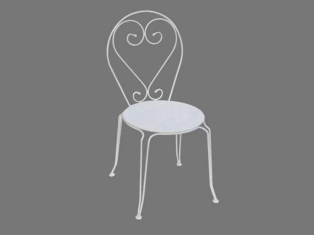 Conjunto Mesa E Cadeiras De Jardim*MYLIA Lote De 4 Cadeiras De Jardim Em Metal Estilo Ferro Forjado - Branco - Guermantes