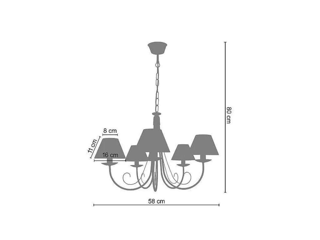Lustre*TOSEL Lustre Cote D'Ivoire A Tecido Braco Branco D84 X H90 Cm