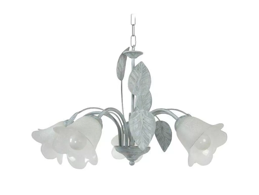 Lustre*TOSEL Lustre Eglantine Vidro Braco Branqueado D60 X H80 Cm