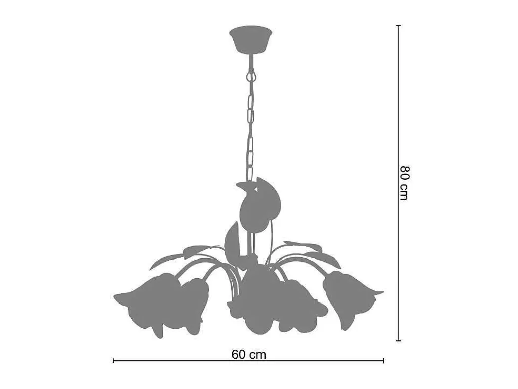 Lustre*TOSEL Lustre Eglantine Vidro Braco Branqueado D60 X H80 Cm