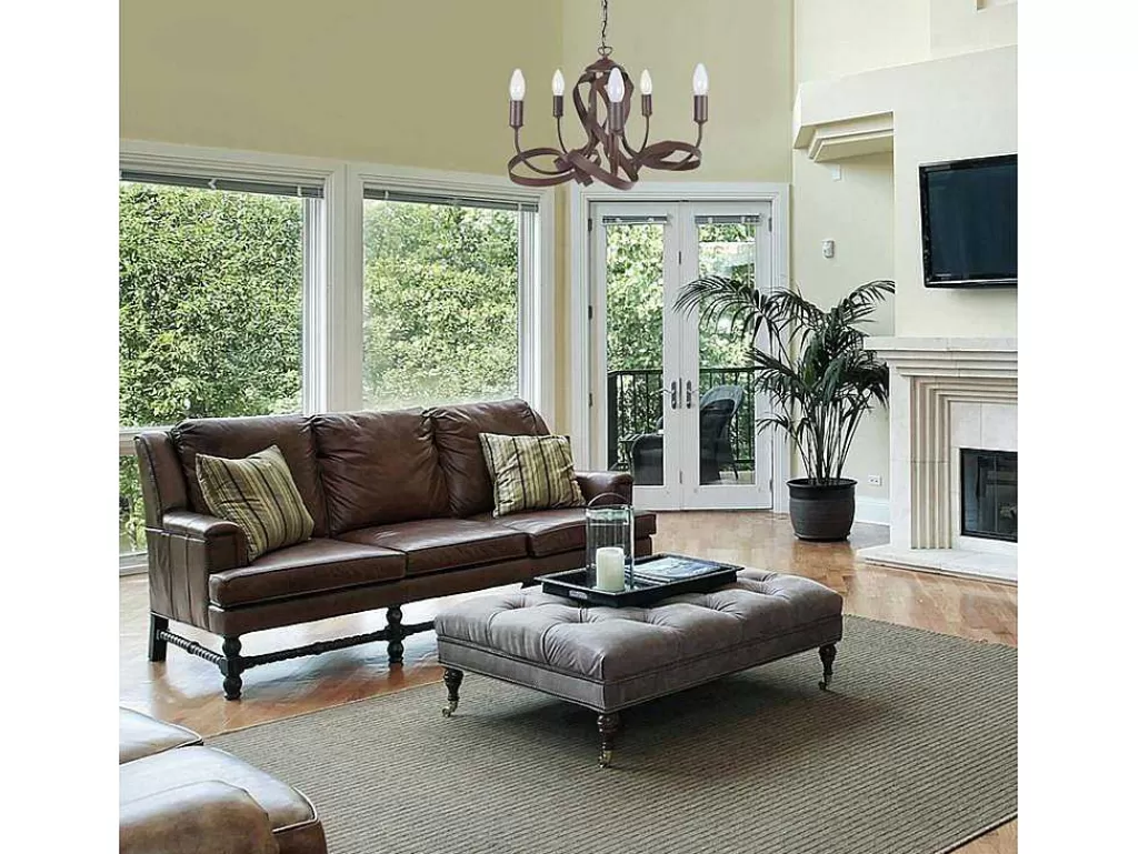 Lustre*TOSEL Lustre Monaco Lampada Decorativa Braco Castanha D52 X H70 Cm