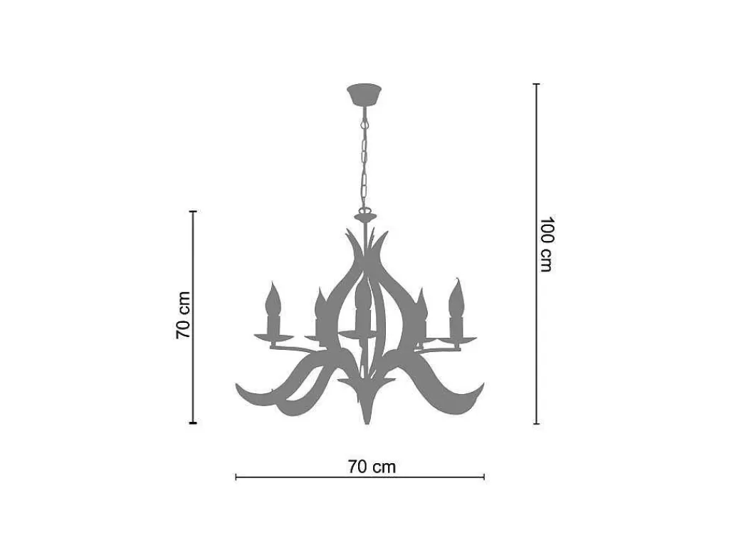 Lustre*TOSEL Lustre Palm Lampada Decorativa Braco Castanho D70 X H100 Cm