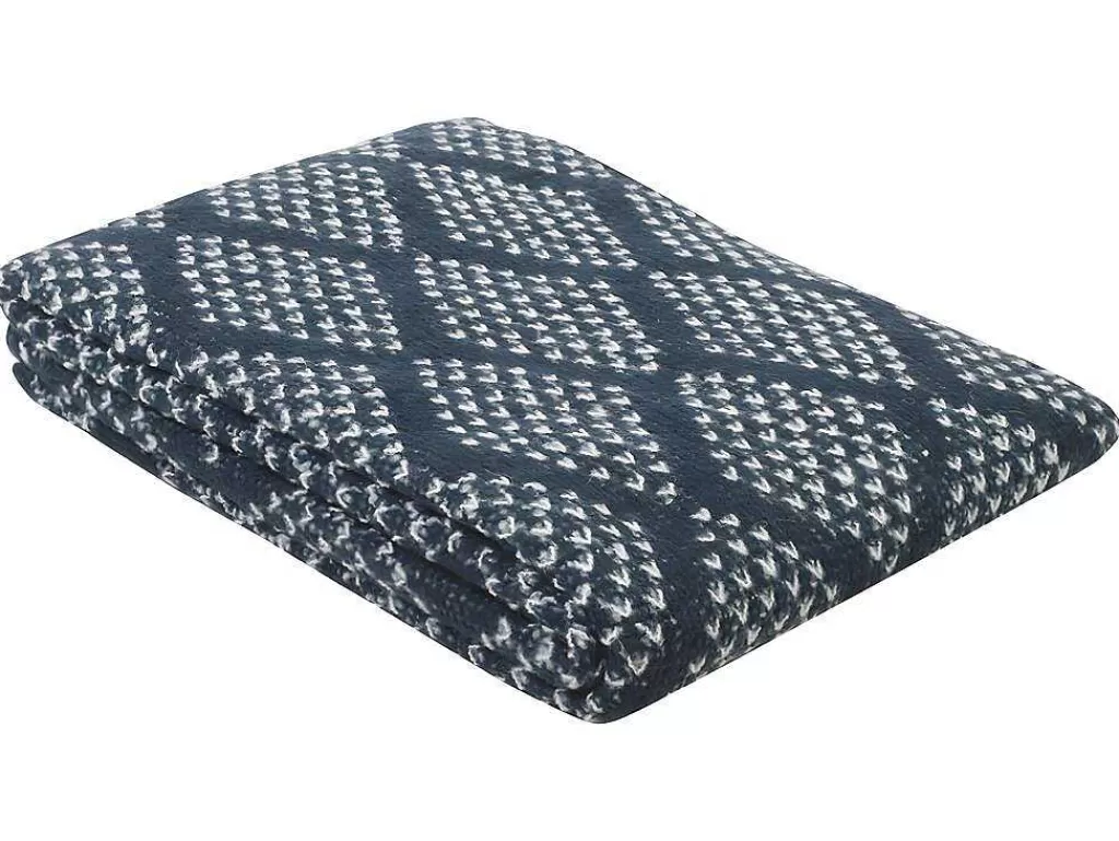 Têxtil De Casa*OZAIA Manta Oyace - Acrilico E La - 130 X 170 Cm - Marfim E Azul