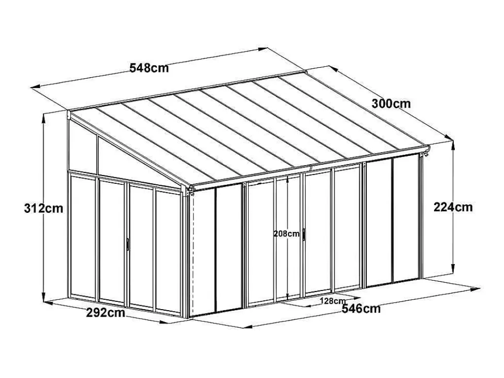 Pérgola, Coreto, Quiosque*EXPERTLAND Marquise Em Aluminio E Policarbonato Com Protecao Uv 15,8 M Antracite - Mathilda