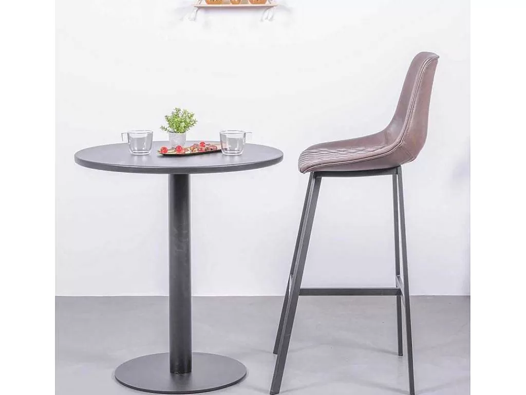 Móvel De Cozinha*Vente-unique Mesa Alta Industrial Em Aco Com 76 Cm De Altura - Brandon - Preto