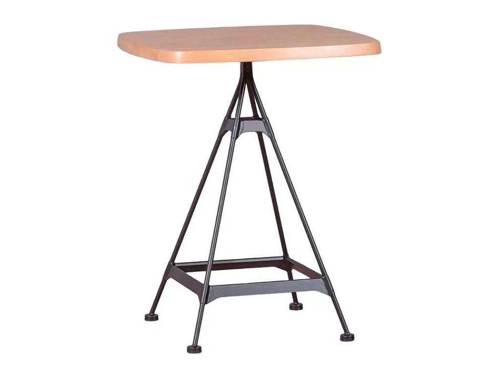 Mesa De Apoio*Vente-unique Mesa Alta Industrial Em Madeira De Faia E Aco Lacado (60X60Cm) - Amadeus - Faia Natural