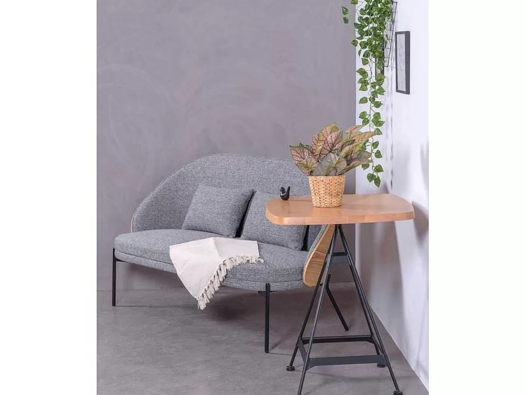 Mesa De Apoio*Vente-unique Mesa Alta Industrial Em Madeira De Faia E Aco Lacado (60X60Cm) - Amadeus - Faia Natural