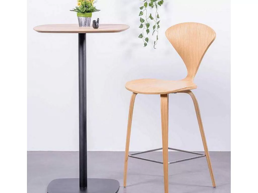 Móvel De Cozinha*Vente-unique Mesa Alta Para Bar Estilo Industrial, 106Cm De Altura E 60X60Cm - Pub - Carvalho