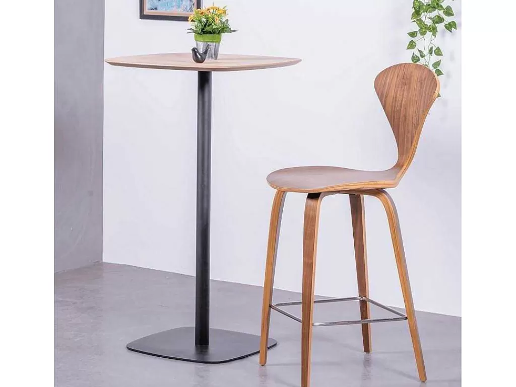 Móvel De Cozinha*Vente-unique Mesa Alta Para Bar Estilo Industrial, 106Cm De Altura E 60X60Cm - Pub - Carvalho