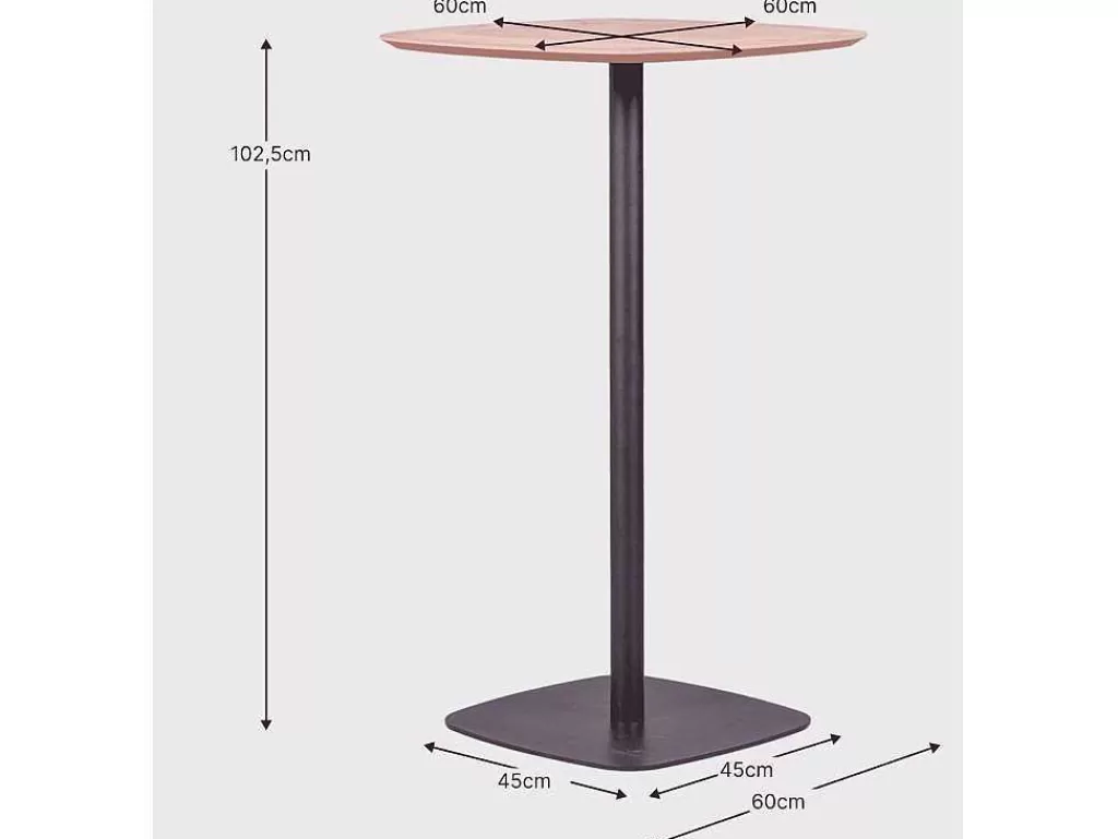 Móvel De Cozinha*Vente-unique Mesa Alta Para Bar Estilo Industrial, 106Cm De Altura E 60X60Cm - Pub - Carvalho