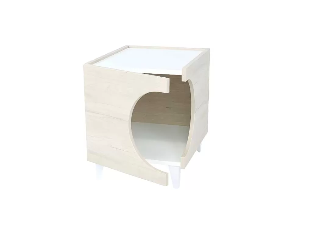 Acessórios Para Animais De Estimação*Skraut Home Mesa Animal Ellie - Carvalho/Branco, Orificio De Entrada Lateral, 1 Porta.