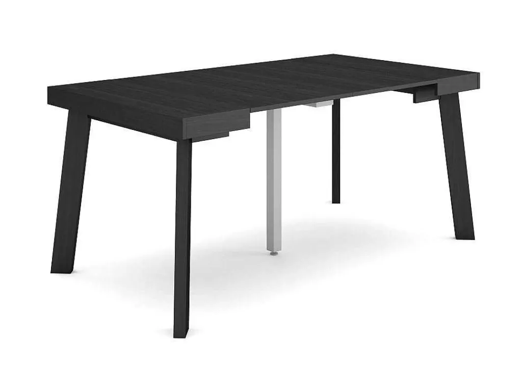 Consola*Skraut Home Mesa Consola Extensivel, 160, Para 8 Péssoas, Pés De Madeira, Preto
