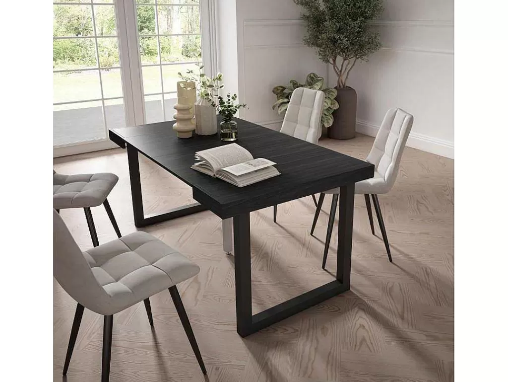 Mesa De Jantar*Skraut Home Mesa Consola Extensivel, 160, Para 8 Péssoas, Pés De Madeira, Preto