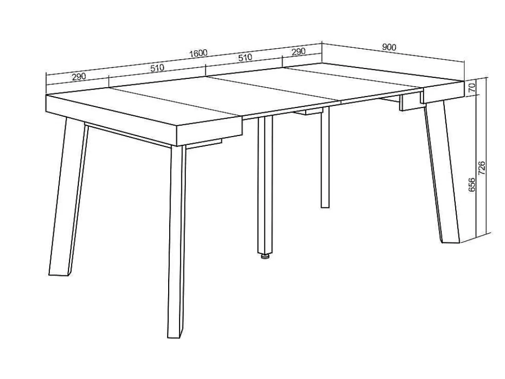 Consola*Skraut Home Mesa Consola Extensivel, 160, Para 8 Péssoas, Pés De Madeira, Preto