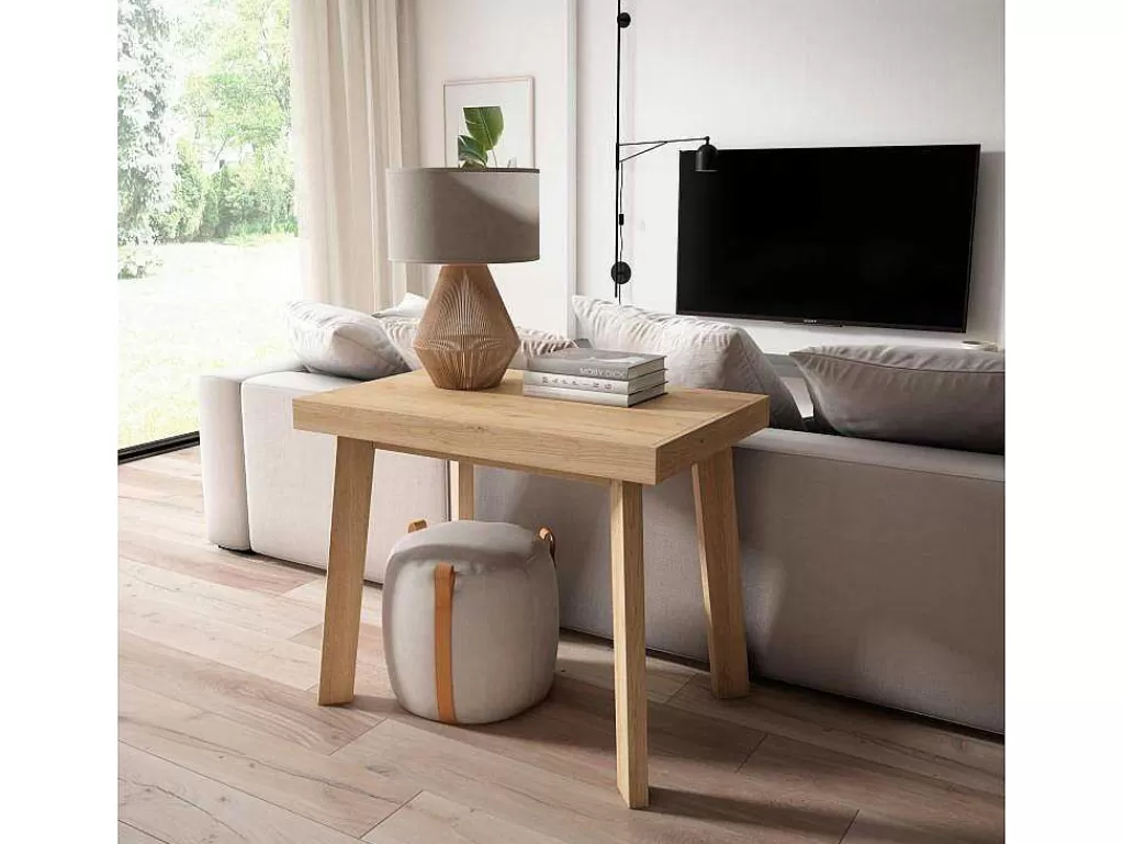 Consola*Skraut Home Mesa Consola Extensivel, 180, Para 8 Péssoas, Pés De Madeira, Carvahlo E Preto
