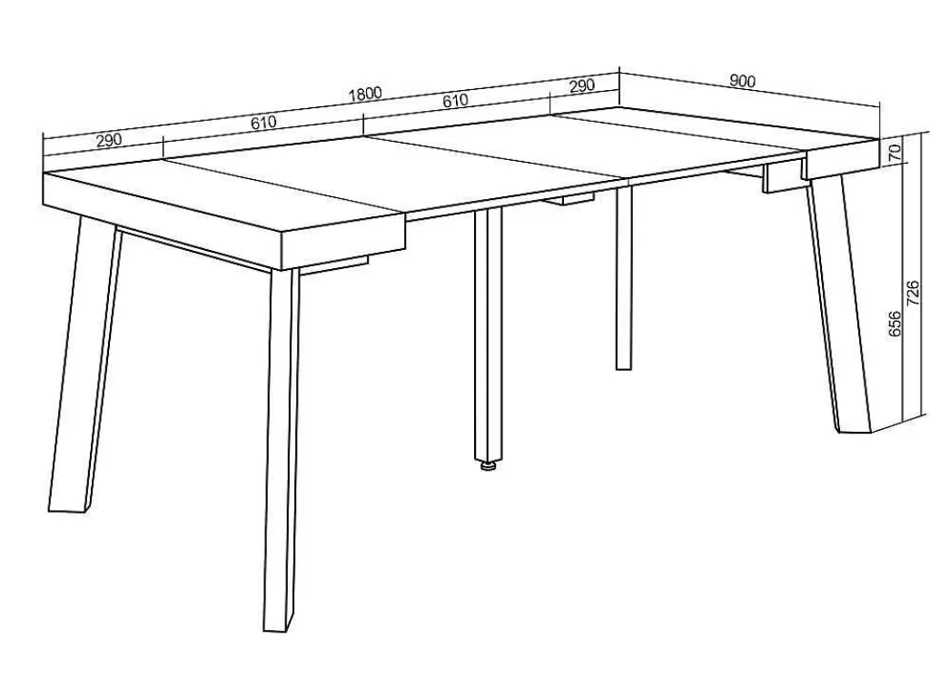 Consola*Skraut Home Mesa Consola Extensivel, 180, Para 8 Péssoas, Pés De Madeira, Carvahlo E Preto