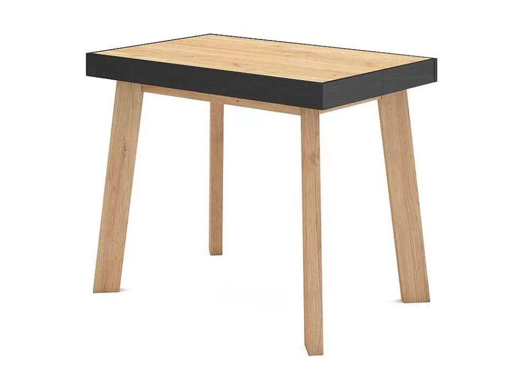 Consola*Skraut Home Mesa Consola Extensivel, 180, Para 8 Péssoas, Pés De Madeira, Carvahlo E Preto