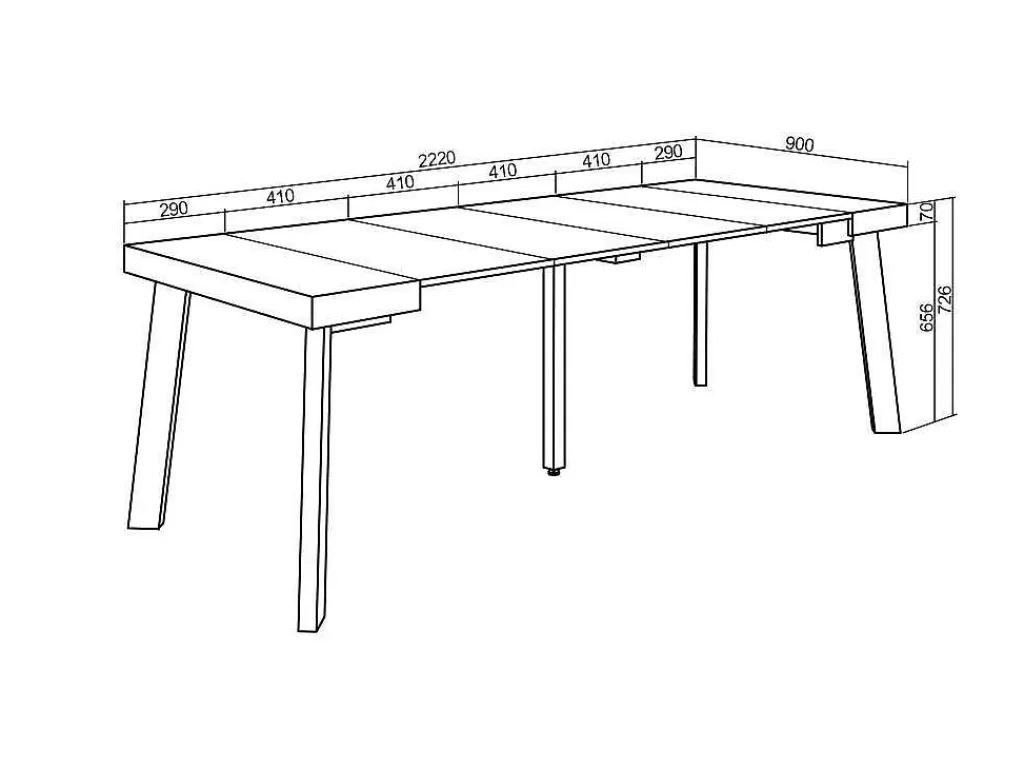 Consola*Skraut Home Mesa Consola Extensivel, 220, Para 10 Péssoas, Pés De Madeira, Carvahlo E Preto
