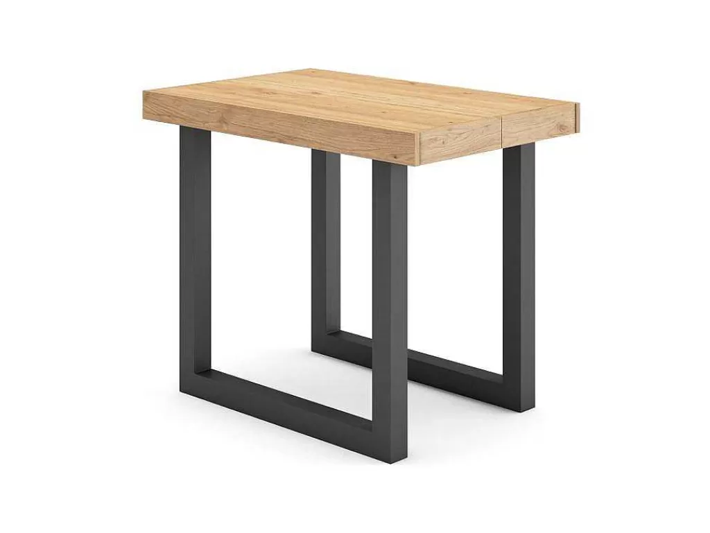 Consola*Skraut Home Mesa Consola Extensivel, 220, Para 10 Péssoas, Pés De Madeira, Carvahlo E Preto