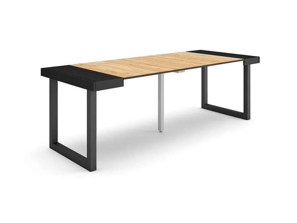 Consola*Skraut Home Mesa Consola Extensivel, 220, Para 10 Péssoas, Pés De Madeira, Preto E Carvahlo