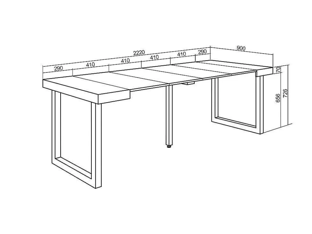Consola*Skraut Home Mesa Consola Extensivel, 220, Para 10 Péssoas, Pés De Madeira, Preto E Carvahlo