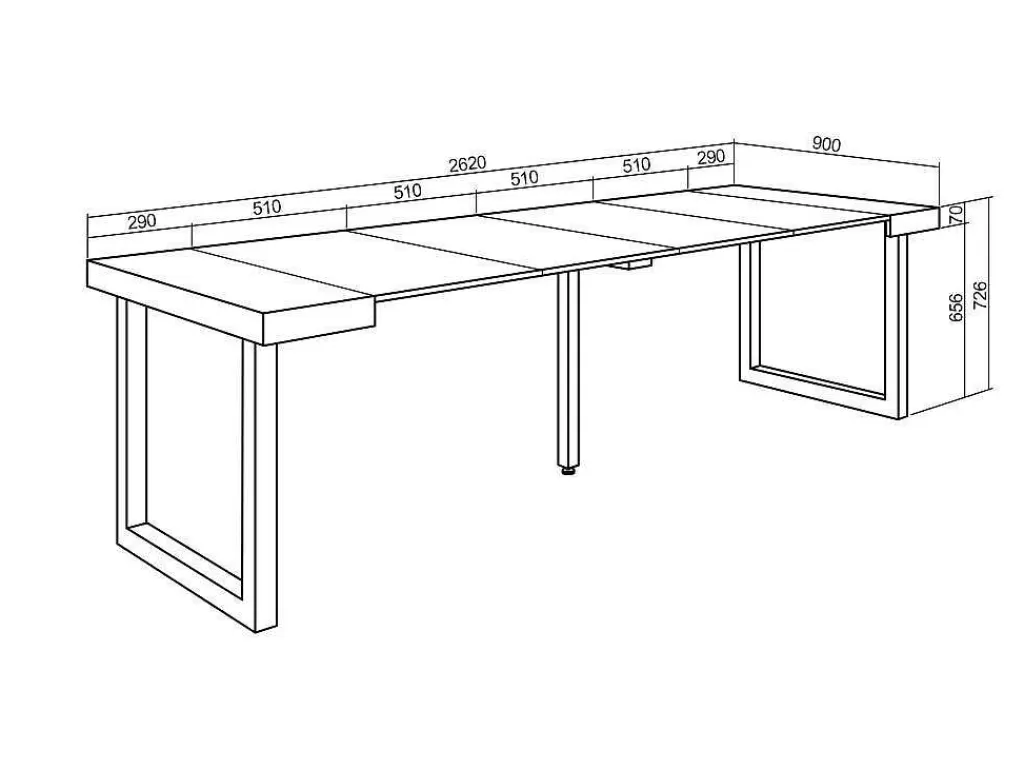 Consola*Skraut Home Mesa Consola Extensivel, 260, Para 12 Péssoas, Pés De Madeira, Branco E Cinzento
