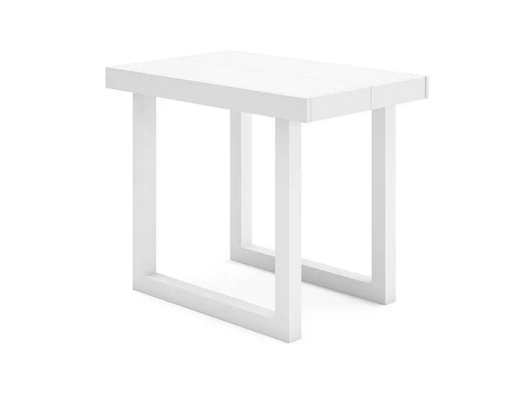 Consola*Skraut Home Mesa Consola Extensivel, 260, Para 12 Péssoas, Pés De Madeira, Branco E Cinzento