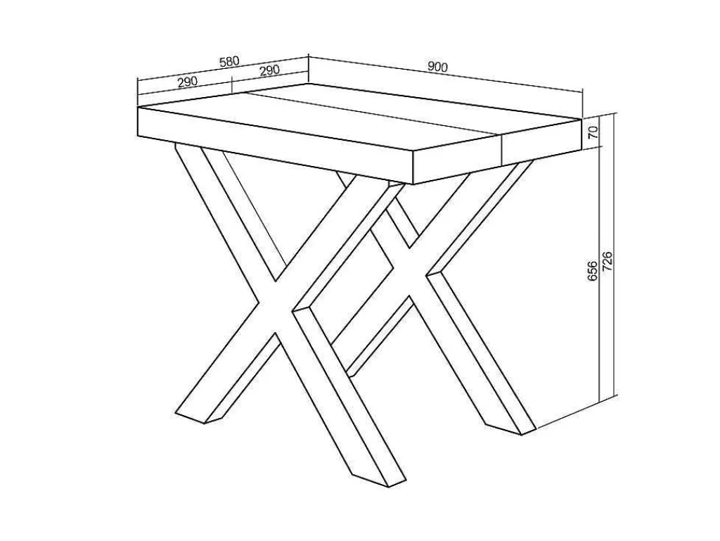 Consola*Skraut Home Mesa Consola Extensivel, 260, Para 12 Péssoas, Pés De Madeira, Cimento