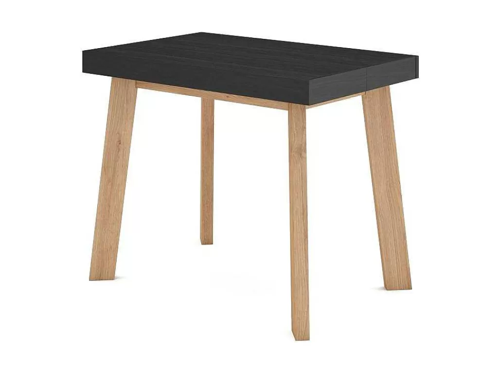 Consola*Skraut Home Mesa Consola Extensivel, 260, Para 12 Péssoas, Pés De Madeira, Preto