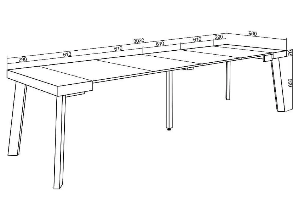 Consola*Skraut Home Mesa Consola Extensivel, 300, Para 14 Péssoas, Pés De Madeira, Preto E Carvahlo