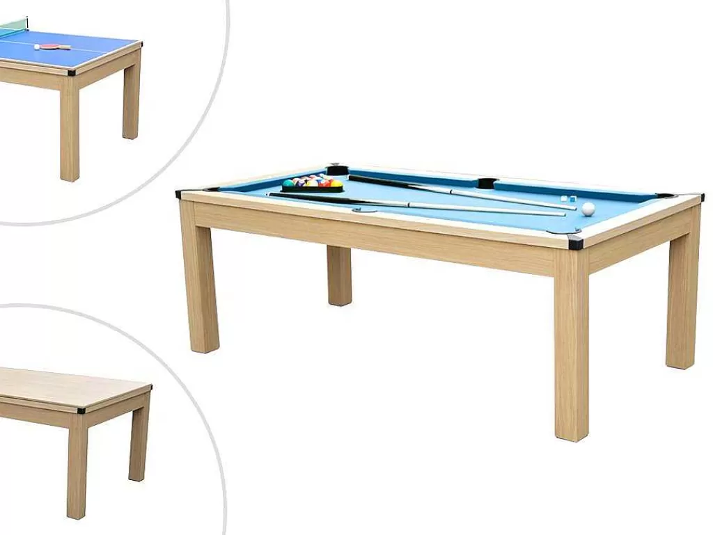 Mesa De Jantar*Vente-unique Mesa Convertivel - Mesa De Bilhar E De Ping Pong Balthazar - 213*112*81.5 Cm - Azul