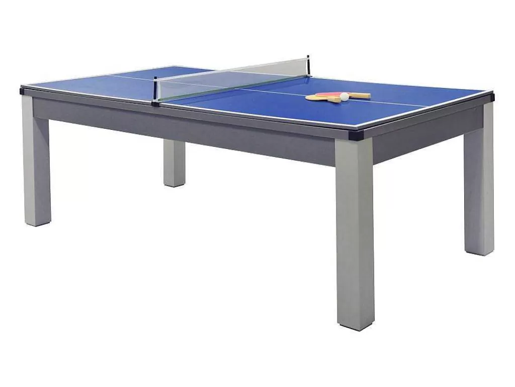 Mesa De Jantar*Vente-unique Mesa Convertivel - Mesa De Bilhar E De Ping Pong Balthazar - 213*112*81.5 Cm - Cinzento