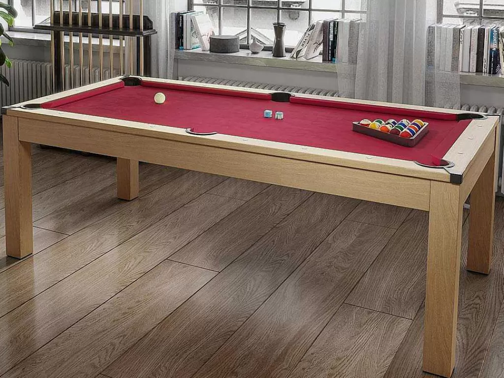 Jogo De Interior*Vente-unique Mesa Convertivel - Mesa De Bilhar E De Ping Pong Balthazar - 213*112*81.5 Cm - Vermelho