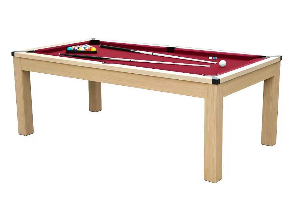 Jogo De Interior*Vente-unique Mesa Convertivel - Mesa De Bilhar E De Ping Pong Balthazar - 213*112*81.5 Cm - Vermelho
